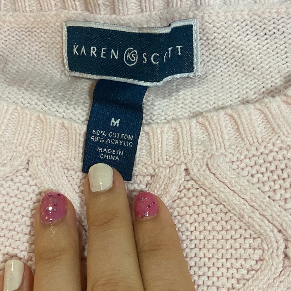 Karen Scott Women's Light Pink Crew Neck Sweater